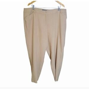 Talbots Womens Hampshire Beige Front Slant Pockets Zip Button Pants Size 22W